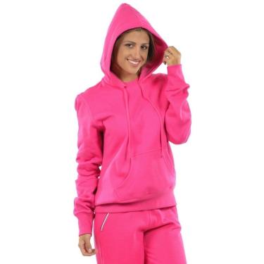 Imagem de Moletom Agasalho Feminino Blusão Roupa de Frio Bolso e Capuz-Feminino