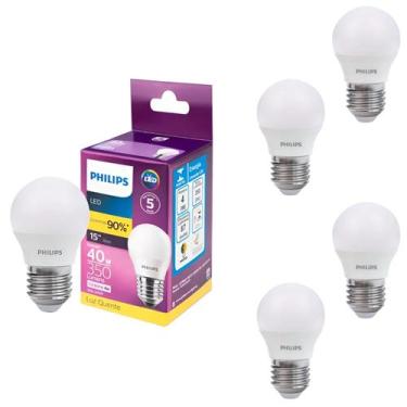 Imagem de 5 Lâmpadas Led 4w Philips Bulbo Mini E27 3000k Luz Quente