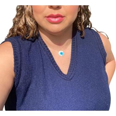 Imagem de Colar Olho Grego/Pingente Madrepérola (Banhado em Prata)