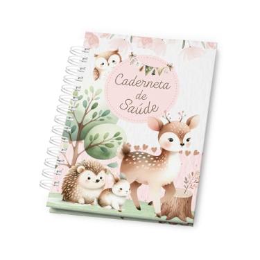 Imagem de Caderneta de Vacinação do Bebê Atualizada – Modelo SUS com Capa Dura para Menina – Registro de Vacinas, Saúde e Crescimento Infantil – Tema Floresta