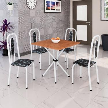 Imagem de Conjunto Sala de Jantar com 4 Cadeiras Lívia Preto / Branco