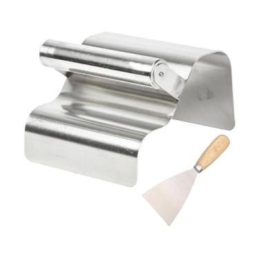 Imagem de Bothyi Desempenadeira de borda de jardim, desempenadeira de borda, reboco manual, acabamento de margem, apontamento de azulejos, aço inoxidável curvo, Onda Prata