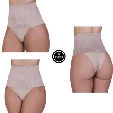 Imagem de Kit 3 Cinta de Compressão Cós Alto - c6 KIT 3 CINTA TATI - TERRA E MAR