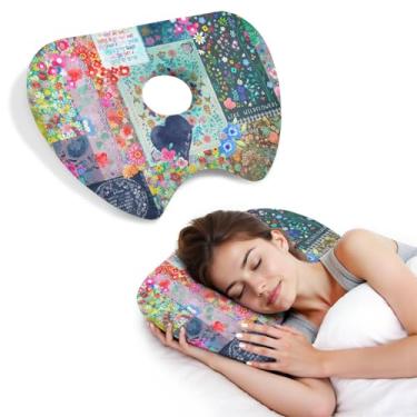 Imagem de BVOKQUC Travesseiro de piercing de orelha para dormir de lado, travesseiros com furos para dor de ouvido, travesseiro de donut para adultos, CNH, alívio de dor de ouvido, almofada de pressão e