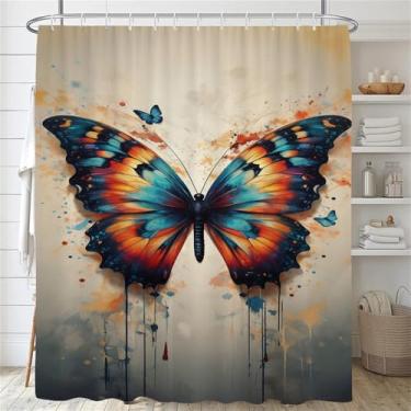 Imagem de Cortina de chuveiro de flores para banheiro, tecido de poliéster estampado, cortina de chuveiro para banheira com ganchos, SK5104, L90 x A180 cm, 35 x 70 pol.