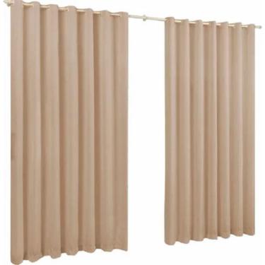 Imagem de Cortina De Microfibra 4,00X2,80 Bege Ilhós Cromado Quadrado