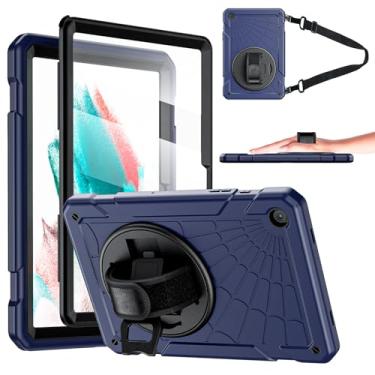 Imagem de Stweap Capa para Samsung Galaxy Tab A9+ 11 polegadas 2023 (SM-X210/X216/X218), protetor de tela integrado com alça de mão e suporte + alça de ombro para tablet Galaxy A9 Plus (azul + preto)