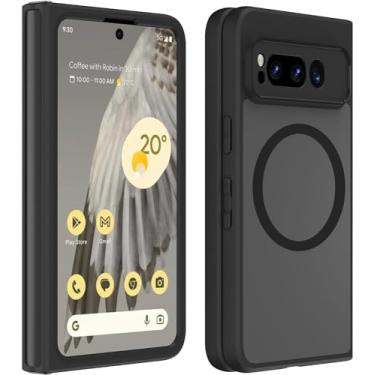 Imagem de HikerClub Capa magnética para Google Pixel Fold (2023), compatível com acessórios de carregador Mag Safe, capa à prova de choque com proteção de dobradiça de ajuste fino translúcida fosca fosca
