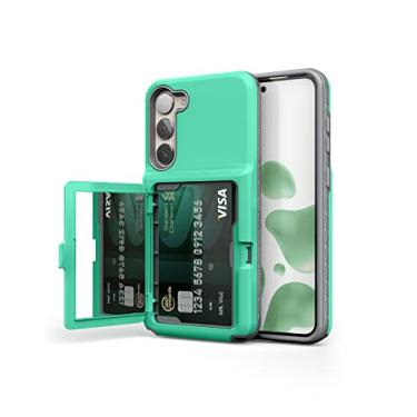 Imagem de WeLoveCase Capa carteira para Samsung Galaxy S23 Plus com suporte para cartão de crédito e espelho oculto, proteção completa à prova de choque para telefone projetada para Samsung Galaxy S23 Plus 5G, 16,6 cm verde menta