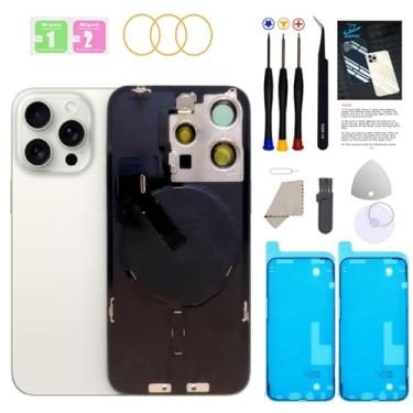 Imagem de GUPFIX Substituição de vidro traseiro para iPhone 15Pro com ferramentas Repir, tampa traseira de grande orifício de substituição de vidro todas as operadoras com adesivo pré-instalado e kits de