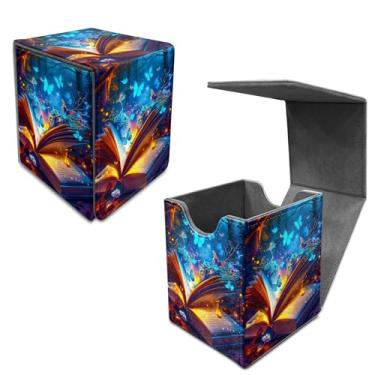Imagem de Dikoer for MTG Commander Deck Box Fit Trading Cards, 100+ Sleeved Cards with PU Leather Magnetic Medium Card Storage Case for TCG CCG Magic Sports Cards Man Woman Gift, Book Blue Butterfly