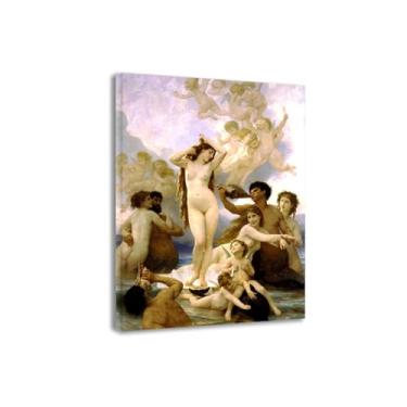 Imagem de LXURY Bouguereau. O nascimento de Vênus. Reprodução de pinturas famosas. Arte de parede em tela. Pôsteres e impressões. Imagem para decoração de casa 30 x 42 cm Moldura interna