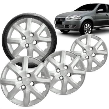 Imagem de Kit 4 Calotas Siena El 2014 Aro 13 Prata Cubo Baixo Grid