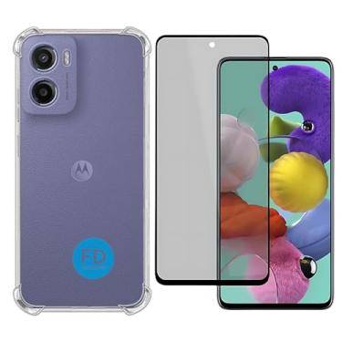 Imagem de Kit Capa Capinha Anti-Impacto Premium Transparente + Película de Cerâmica 9D ou Privacidade 9D para Motorola Moto G05 - FD Acessórios. (Capa + Película Privacidade 9D)
