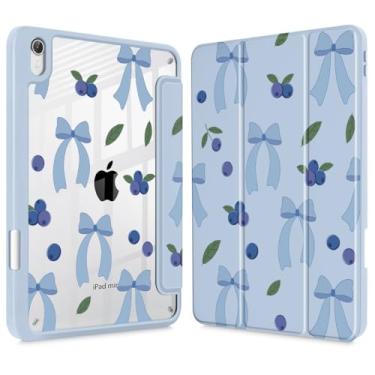 Imagem de Tuiklol Capa transparente para iPad mini 7 (A17 Pro 7ª geração) 2024 / iPad mini 6 (6ª geração) 2021 de 8,3 polegadas, suporte de lápis embutido, capa traseira transparente fina e automática despertar