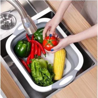 Imagem de Bacia Silicone Balde Concha Roupa Tabua Corta Faca Casa Escorrer Alime