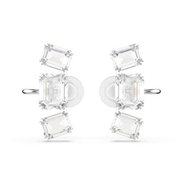 Imagem de Swarovski Brincos de clipe Millenia, corte octógono, transparente, acabamento de ródio, One Size, Cristal, Cristal