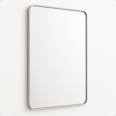 Imagem de Espelho 90X60 com Moldura em Alumínio Grande Decorativo Sala e Banheir