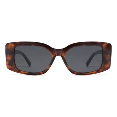 Imagem de Appassal Óculos de sol retangular retrô feminino masculino moderno vintage quadrado Sunnies AP3703, C2 Tartaruga/Cinza, Medium