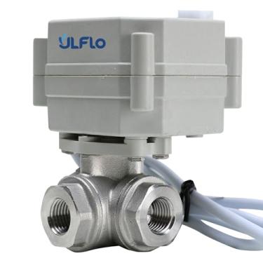 Imagem de 3/20.3 cm DN10 3 Way 12VDC 9-24VAC/DC NPT Aço Inoxidável 304 Três Vias 3 Fios Controle On/Off Válvula Esfera Motorizada Elétrica Porta L