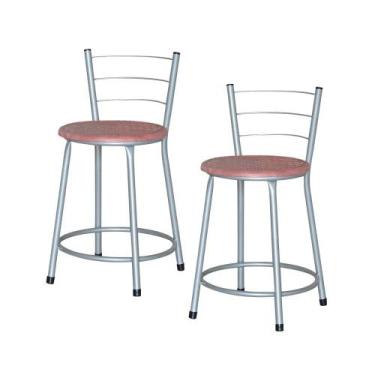 Imagem de Jogo 2 Banqueta Baixa Ratan Cinza Retro - Lamar Design, Terracota