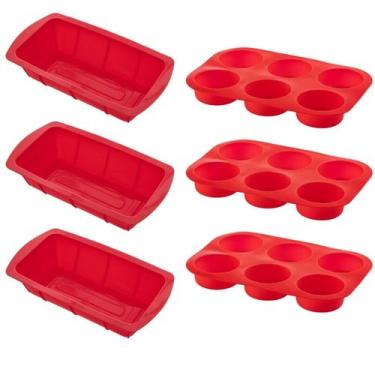 Imagem de 3 Kit Forma Silicone Resistente p/ Cupcakes e Pães Sortida - QUALITY H