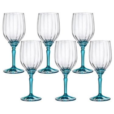 Imagem de Taça de Vidro Bormioli Rocco Para Vinho 380 ml Florian Blue 6 Peças