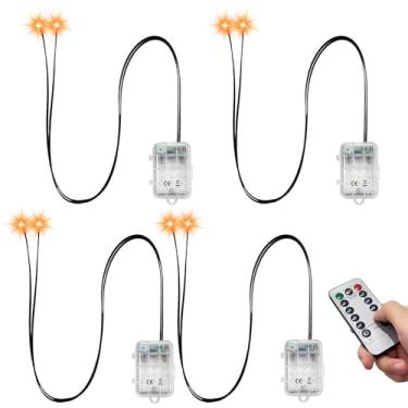 Imagem de 4 contas de lâmpada pequenas laranjas, 2 caixas de bateria à prova d'água, 8 funções, temporizador, 2 lâmpadas, controle remoto, embalagem do fornecedor (pilhas não incluídas)