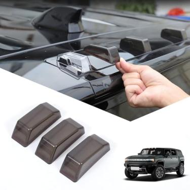 Imagem de Para acessórios Hummer EV para veículos automotivos, acabamento da tampa da lâmpada de luz de liberação superior, guarnição da tampa da lâmpada do teto da cabine traseira, capa de lente fumê ABS,