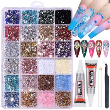 Imagem de 24Grids strass de geleia de resina com 2 peças B7000 cola de joias para artesanato, cores mistas 3 mm pedras arco-íris coloridas AB gemas diamantes pingentes para unhas olhos rosto maquiagem beuaty