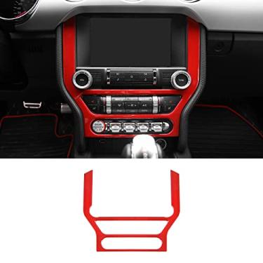 Imagem de CheroCar Para Mustang Center Console Navigation Screen Panel Cover Frame Trim Acessórios de decoração de interiores compatíveis com Ford Mustang 2015-2023, Vermelho..