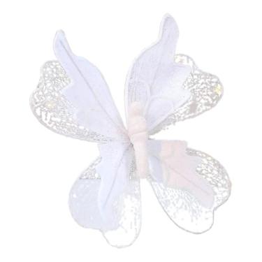 Imagem de shamjina Decoração de borboleta para árvore de Natal, enfeite pendurado, decoração de fundo para aniversário, formatura, casamento, dia mães, ano novo, Branco