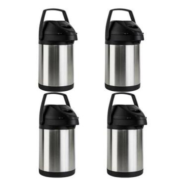 Imagem de Garrafa Termica Inox 2,5 Litros Kit 4 Unidades Azarte 24h Gelada Para 