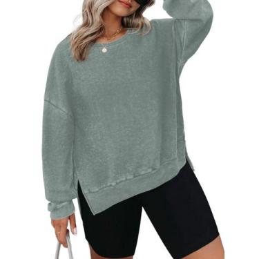 Imagem de Moletom feminino Eytino plus size em malha de waffle verde 5X