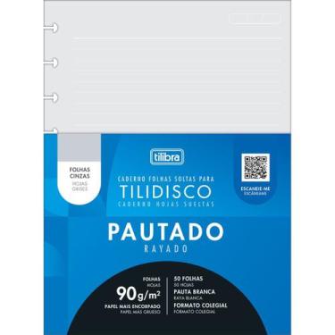 Imagem de Refil para Tilidisco Colegial Folhas Cinzas Pauta Branca 50 Folhas - T