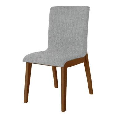 Imagem de Kit 2 Cadeiras de Jantar Luxo Diamante Estofadas em Linho Cinza Base M