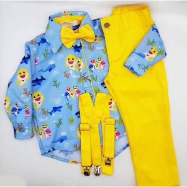 Imagem de Conjunto Infantil Masculino Baby Shark Manga Longa e Calça - Modelo 4 