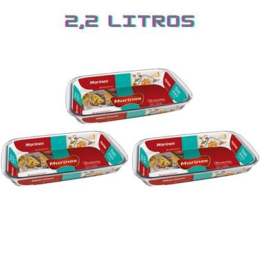 Imagem de Conj 3 Travessa Retangular Vidro 2,2L Nadir Forno Freezer - Nadir Figu