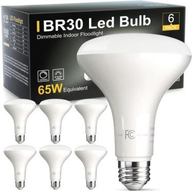 Imagem de Lâmpada LED TJOY BR30 9W 800lm 5000K regulável, pacote com 6