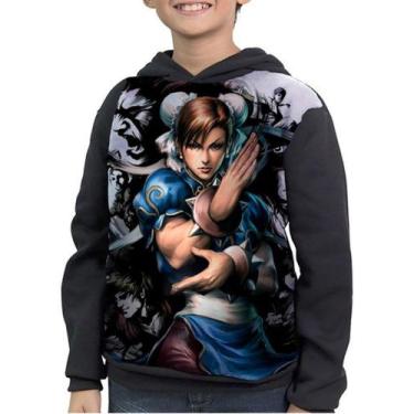 Imagem de Moletom Infantil Street Fighter Chun-li - smoke, Preto, 3