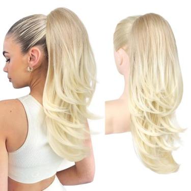 Imagem de Extensão de rabo de cavalo FLUFYMOOZ 50 cm de cabelo sintético loiro e