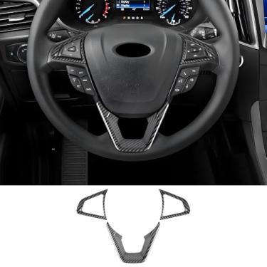 Imagem de LUNQIN Kit estilo fibra de carbono painel de acabamento de volante de carro para Ford Edge 2015 2016 2017 2018 2019 2020 2021 2022 2023 2024 acessórios de decoração de interiores automotivos