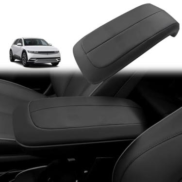 Imagem de BestEvMod Capa de console central adequada para Hyundai Ioniq 5 2021-2024 Design de código Morse Protetor de almofada de couro de microfibra extra macio à prova d'água (preto)