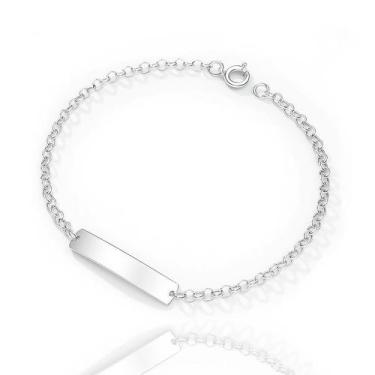 Imagem de Pulseira Infantil Criança Chapa Lisa Prata Legitima 925 - Lojas La+Ny,