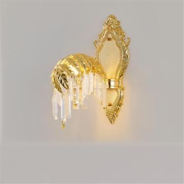 Imagem de Lustre de Cristal de Luxo Europeu LED Criatividade Americana Ouro Sala de Estar Restaurante Quarto Hotel Villa Duplex Construção Lâmpada Pendente (B 1 Luz)