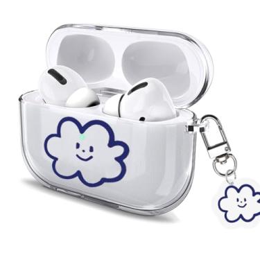 Imagem de Watefull Capa para AirPods Pro 3 fofa com chaveiro mosquetão 2025, Clear Air Pods Pro 3 capa macia com desenho animado anime kawaii com ornamento para crianças, meninos, meninas e mulheres (nuvem)