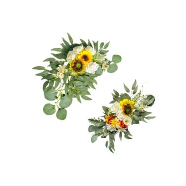 Imagem de oshhni 2x Arco de casamento Flores de canto Flores de fundo Decoração, Flor artificial Swag Placa de boas-vindas, Decoração para festa de recepção