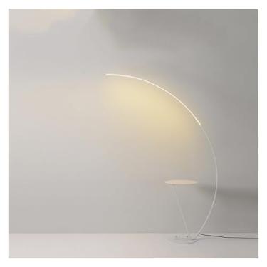Imagem de Luminária de chão Candeeiro de pé em arco para sala estar, candeeiro com mesa, contemporâneo sobre o sofá para quarto e escritório(Branco)