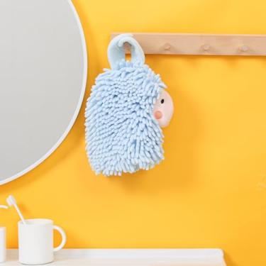 Imagem de Tyrafry Linda toalha de mão de alpaca com laço para pendurar, toalha de banheiro animal para crianças, toalha absorvente de chenille super macia para cozinha, banheiro e quarto, azul
