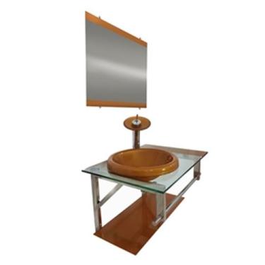 Imagem de Gabinete de Vidro 60cm para Banheiro Lituânia - EKASA, Dourado Real